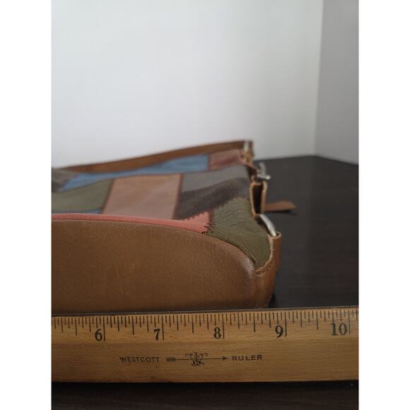 Vtg The Sak Crossbody Purse Leather Suede Patchwork 10x9 Inch Happy & Free Boho - Picture 14 of 15